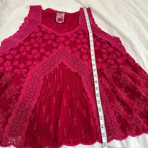 Johnny Was Harper Pink Sleeveless Pleated Tank Blouse size L - Picture 9 of 13